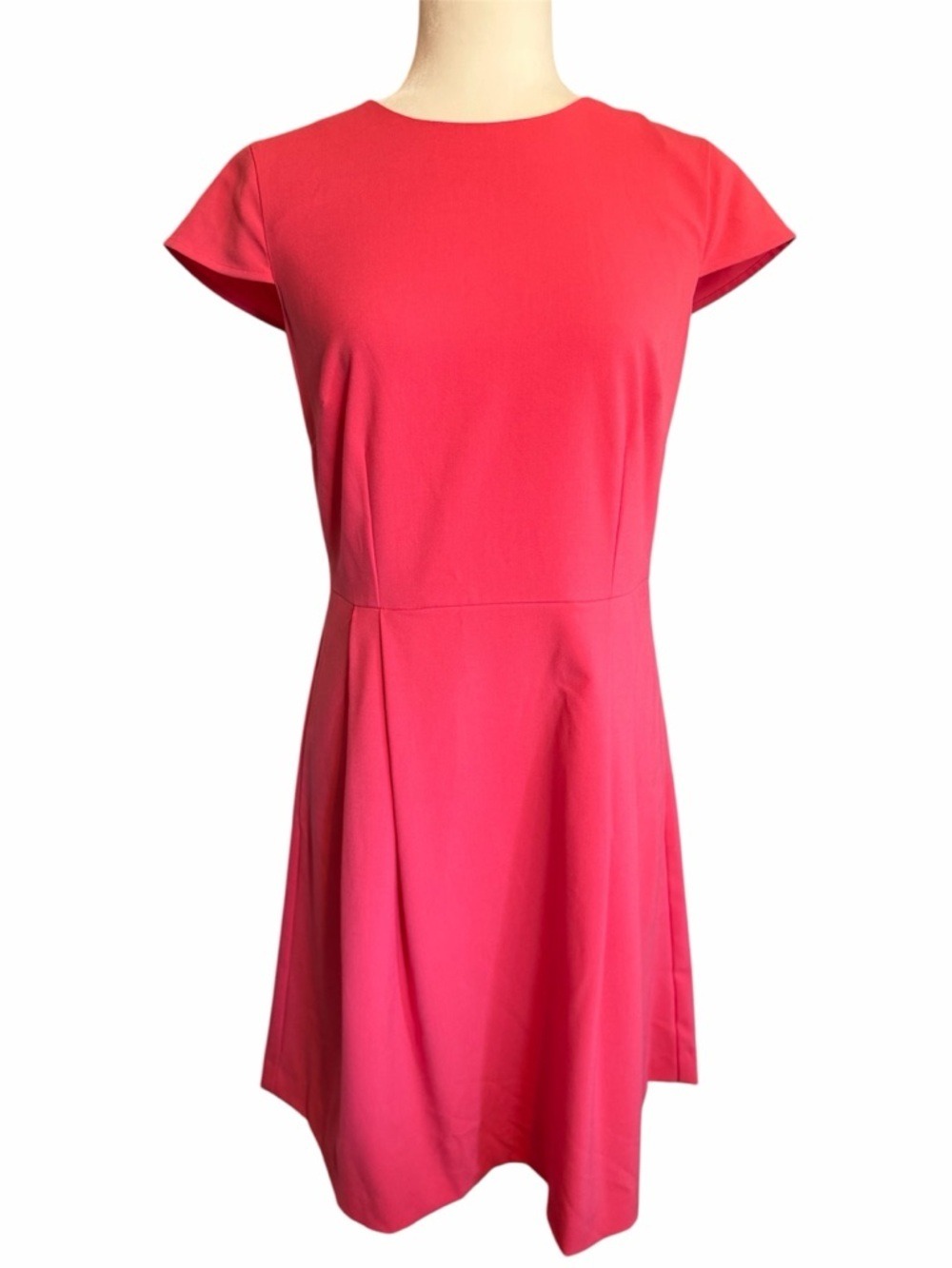 Andrew Marc A-Line Dress Bright Coral with Cap Sleeve